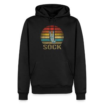 Chaussette Life Chaussettes Rétro Sunset Vintage - Sweat à capuche Premium bio Homme - noir - Devant - Nico (187cm)