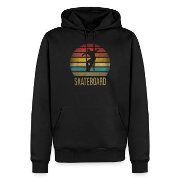 Skateboard Skate Or Die Retro Sunset - Männer Premium Bio Hoodie - Schwarz - Vorne - Nico (187cm)