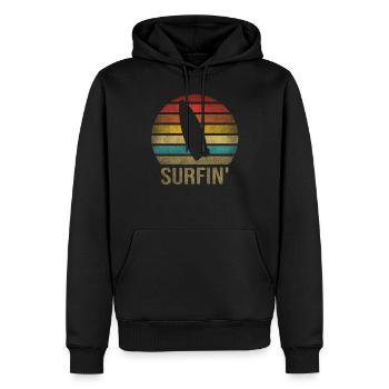 Surf Or Die Surfboard Summer Retro Sunset - Männer Premium Bio Hoodie - Schwarz - Vorne - Nico (187cm)