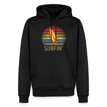Surf Or Die Surfboard Summer Retro Sunset - Männer Premium Bio Hoodie - Schwarz - Vorne - Nico (187cm)