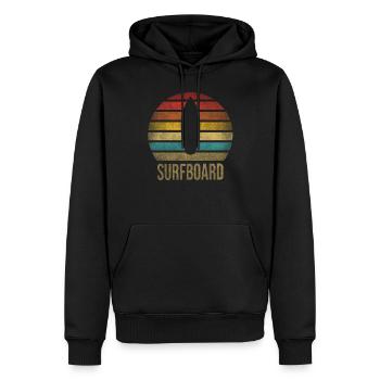 Surf Or Die Surfboard Summer Retro Sunset - Männer Premium Bio Hoodie - Schwarz - Vorne - Nico (187cm)