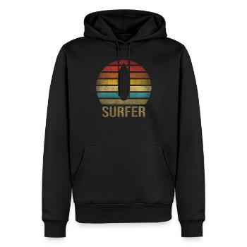 Surf Or Die Surfboard Summer Retro Sunset - Männer Premium Bio Hoodie - Schwarz - Vorne - Nico (187cm)