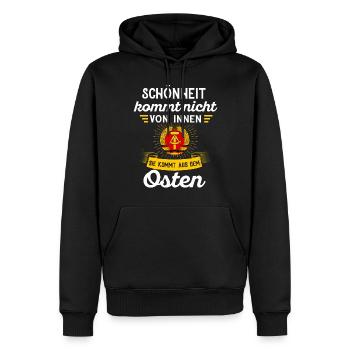 Ostdeutschland Tshirt Herren Ossi Dresden NVA DDR - Männer Premium Bio Hoodie - Schwarz - Vorne - Nico (187cm)