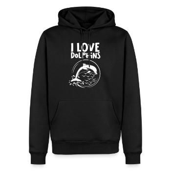 Ich Liebe Delfine Delphine Delfin Delphin - Männer Premium Bio Hoodie - Schwarz - Vorne - Nico (187cm)