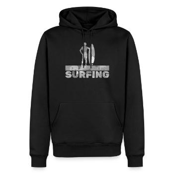 Surfeur Man Surfer - Sweat à capuche Premium bio Homme - noir - Devant - Nico (187cm)