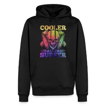 Surfing Cool Old Surfer - Männer Premium Bio Hoodie - Schwarz - Vorne - Nico (187cm)