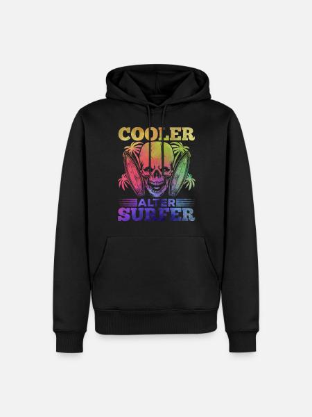 Surfing Cool Old Surfer - Männer Premium Bio Hoodie - Schwarz