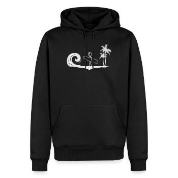 Surf Waves Stick Figure Surfer - Sweat à capuche Premium bio Homme - noir - Devant - Nico (187cm)
