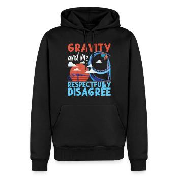 Montagnes russes Gravity et moi - Sweat à capuche Premium bio Homme - noir - Devant - Nico (187cm)