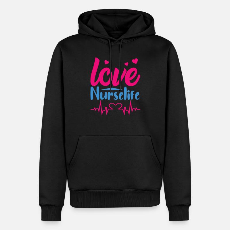 KRANKENSCHWESTER Amour Infirmière Vie - Sweat à capuche Premium bio Homme - noir