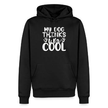 Mein Hund findet mich cool - Männer Premium Bio Hoodie - Schwarz - Vorne - Nico (187cm)