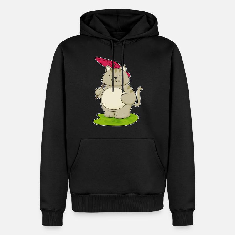 Chat avec parapluie - Sweat à capuche Premium bio Homme - noir