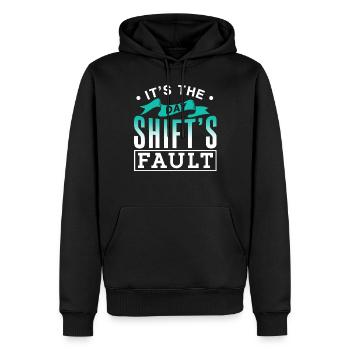 Es Ist Die Schuld Der Tagesschicht Nachtschicht - Männer Premium Bio Hoodie - Schwarz - Vorne - Nico (187cm)