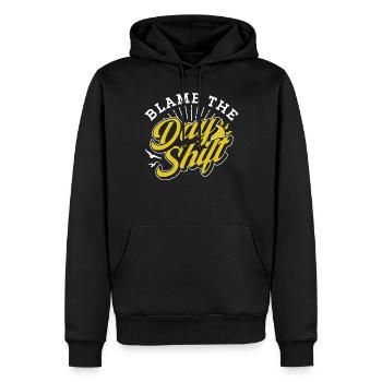 Die Tagesschicht Verantwortlich Machen Arbeit - Männer Premium Bio Hoodie - Schwarz - Vorne - Nico (187cm)