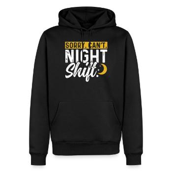 Sorry I can't work night shift - Men’s Premium Organic Hoodie - black - Front - Nico (187cm)
