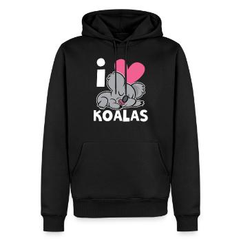 J’aime Koalas Koala Animal Koala Ours Doux - Sweat à capuche Premium bio Homme - noir - Devant - Nico (187cm)