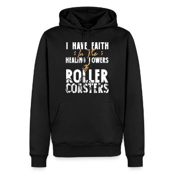 Montagnes russes J’ai confiance en la - Sweat à capuche Premium bio Homme - noir - Devant - Nico (187cm)