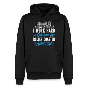Roller Coaster I Work Hard To - Men’s Premium Organic Hoodie - black - Front - Nico (187cm)