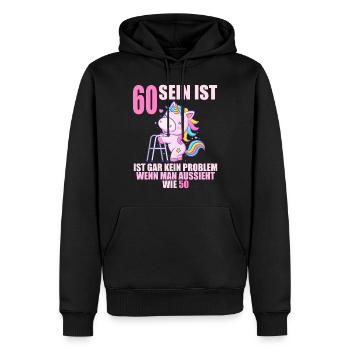 60 sein ist nicht schlimm wenn man 60 Geburtstag - Männer Premium Bio Hoodie - Schwarz - Vorne - Nico (187cm)