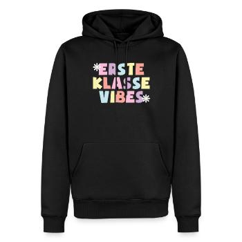 1. Klasse Vibes Schulkind 1. Klasse - Männer Premium Bio Hoodie - Schwarz - Vorne - Nico (187cm)
