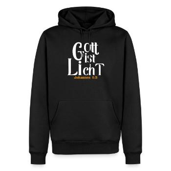 Bibel Zitat Vers Christ Christlich Bibelvers - Männer Premium Bio Hoodie - Schwarz - Vorne - Nico (187cm)