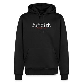 Bibel Zitat Vers Christ Christlich Bibelvers - Männer Premium Bio Hoodie - Schwarz - Vorne - Nico (187cm)