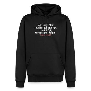 Bibel Zitat Vers Christ Christlich Bibelvers - Männer Premium Bio Hoodie - Schwarz - Vorne - Nico (187cm)