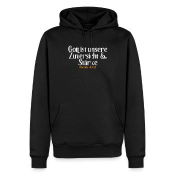Bibel Zitat Vers Christ Christlich Bibelvers - Männer Premium Bio Hoodie - Schwarz - Vorne - Nico (187cm)