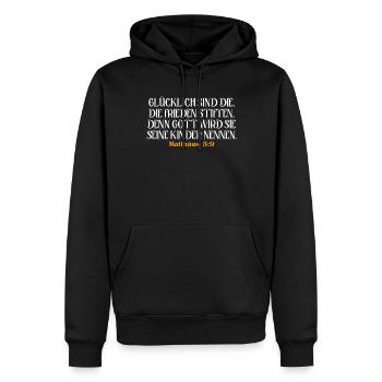 Bibel Zitat Vers Christ Christlich Bibelvers - Männer Premium Bio Hoodie - Schwarz - Vorne - Nico (187cm)