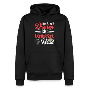Rêves grande petite licorne licorne - Sweat à capuche Premium bio Homme - noir - Devant - Nico (187cm)