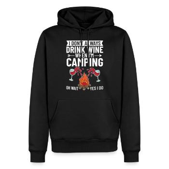 Camping Wine Drinker Beginner Camper Hiking - Men’s Premium Organic Hoodie - black - Front - Nico (187cm)