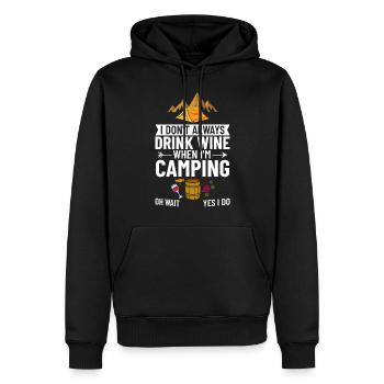 Camping Wine Drinker Beginner Camper Hiking - Men’s Premium Organic Hoodie - black - Front - Nico (187cm)