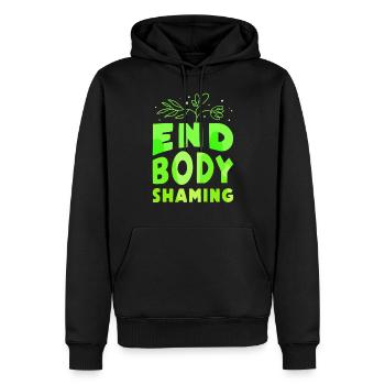 Body Shaming Beenden Ärgern Bodyshaming Stoppen - Männer Premium Bio Hoodie - Schwarz - Vorne - Nico (187cm)
