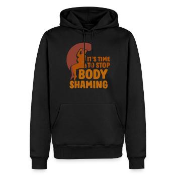 Es Ist An Der Zeit Body Shaming Zu Beenden Ärgern - Männer Premium Bio Hoodie - Schwarz - Vorne - Nico (187cm)