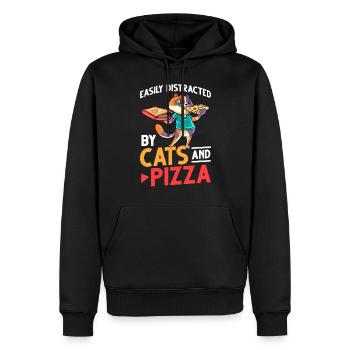Pizza Katze Essen Pizzeria Italienisch Kätzchen - Männer Premium Bio Hoodie - Schwarz - Vorne - Nico (187cm)