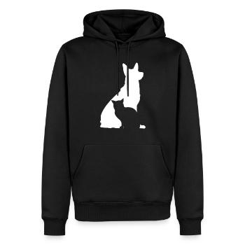 Chiens et chats Amoureux des chiens Amoureux des chats - Sweat à capuche Premium bio Homme - noir - Devant - Nico (187cm)