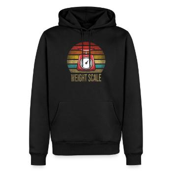Weight Scale Retro Vintage Sunset - Männer Premium Bio Hoodie - Schwarz - Vorne - Nico (187cm)