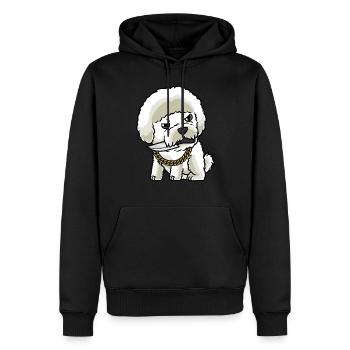 Bichon Frisé Chien Bouclé Bichon Avec Couteau - Sweat à capuche Premium bio Homme - noir - Devant - Nico (187cm)