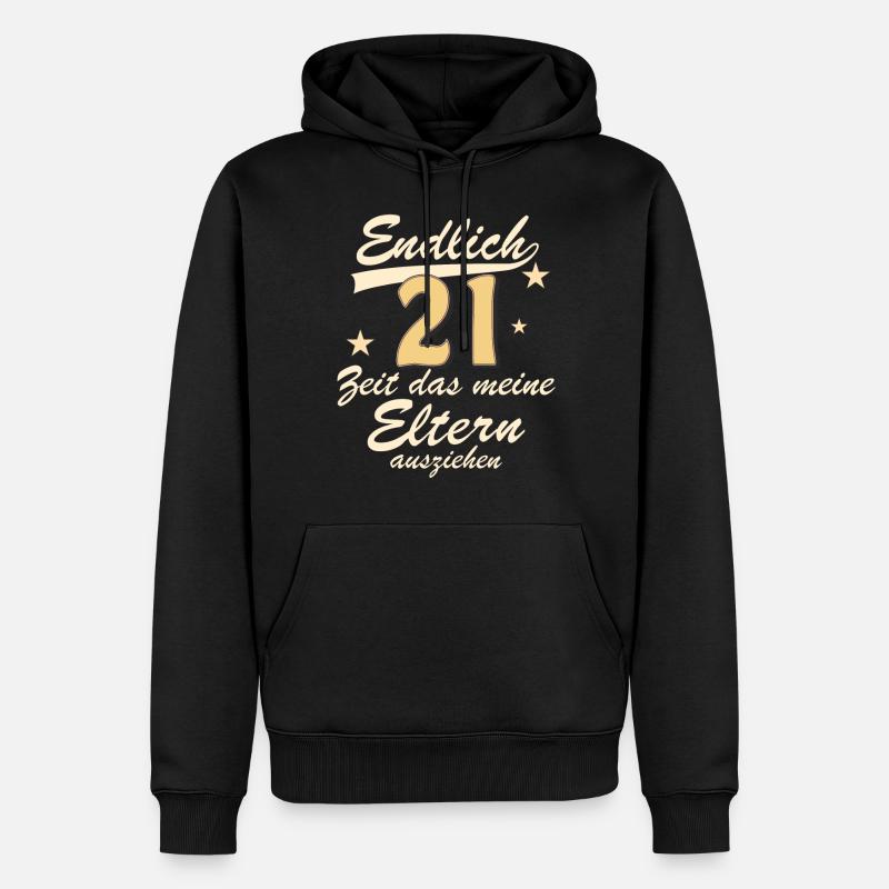 GEBURTSTAG ENDLICH 21 - Männer Premium Bio Hoodie - Schwarz