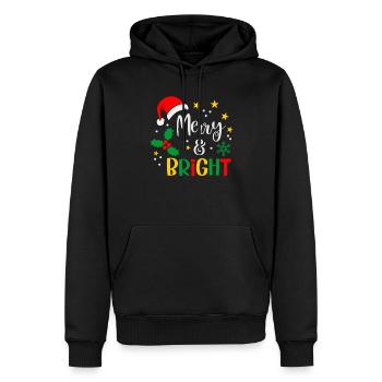 Joyeux et lumineux Noël - Sweat à capuche Premium bio Homme - noir - Devant - Nico (187cm)