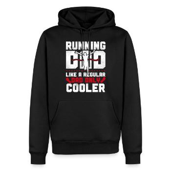 Coureur de course Semi-marathon Papa - Sweat à capuche Premium bio Homme - noir - Devant - Nico (187cm)