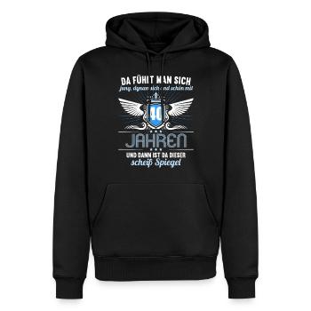 40 Jahre Jung Schön Dynamisch 40 Geburtstag - Männer Premium Bio Hoodie - Schwarz - Vorne - Nico (187cm)