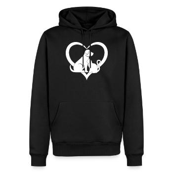 Amoureux des chats et des chiens Amour des chats mignons - Sweat à capuche Premium bio Homme - noir - Devant - Nico (187cm)