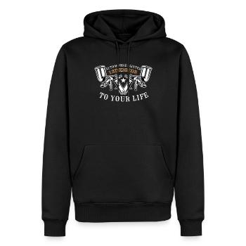 Peintre de véhicules Peintre de voitures Atelier de peinture - Sweat à capuche Premium bio Homme - noir - Devant - Nico (187cm)