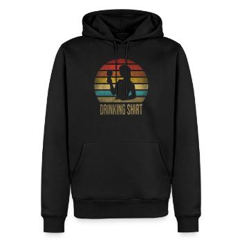 Boire du vin Fun Alcohol Woman Retro Sunset - Sweat à capuche Premium bio Homme - noir - Devant - Nico (187cm)
