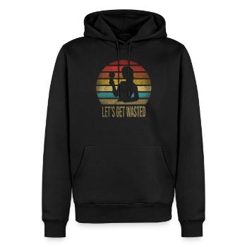 Boire du vin Fun Alcohol Woman Retro Sunset - Sweat à capuche Premium bio Homme - noir - Devant - Nico (187cm)