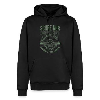 Schreiner Unmögliches wird sofort erledigt - Männer Premium Bio Hoodie - Schwarz - Vorne - Nico (187cm)