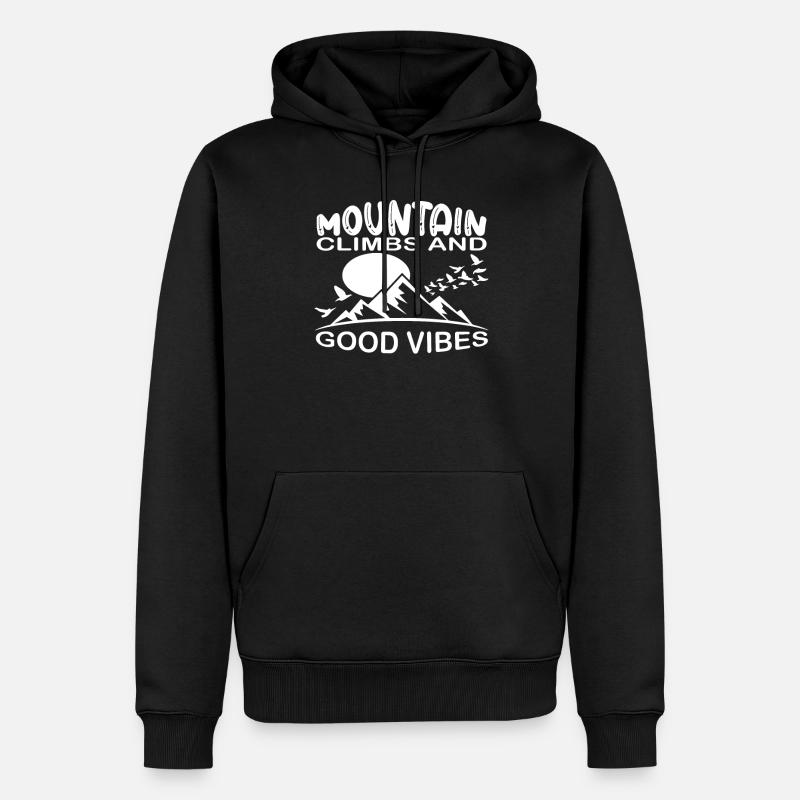 Bergsteigen und gute Vibes Camping - Männer Premium Bio Hoodie - Schwarz