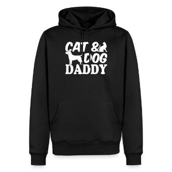 Cat & Dog Daddy - Propriétaire de chien Propriétaire de chat - Sweat à capuche Premium bio Homme - noir - Devant - Nico (187cm)