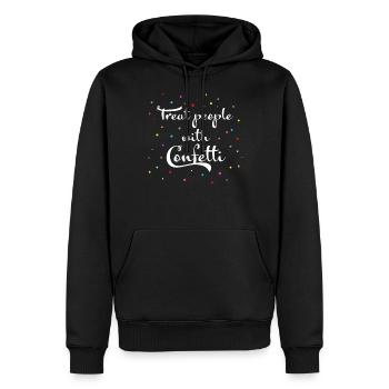 Offrez aux gens des confettis carnavalesque - Sweat à capuche Premium bio Homme - noir - Devant - Nico (187cm)
